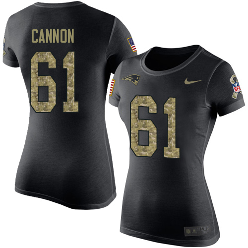 NFL Women's Nike New England Patriots #61 Marcus Cannon Black Camo Salute to Service T-Shirt