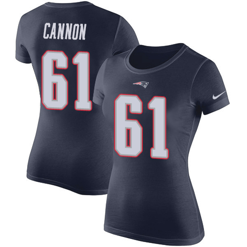NFL Women's Nike New England Patriots #61 Marcus Cannon Navy Blue Rush Pride Name & Number T-Shirt
