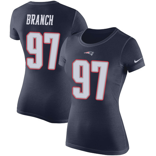 NFL Women's Nike New England Patriots #97 Alan Branch Navy Blue Rush Pride Name & Number T-Shirt