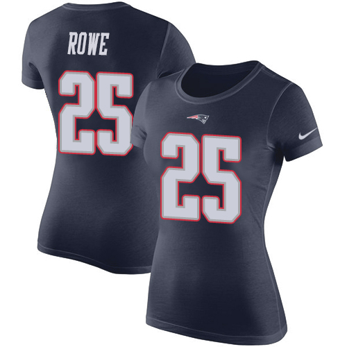 NFL Women's Nike New England Patriots #25 Eric Rowe Navy Blue Rush Pride Name & Number T-Shirt