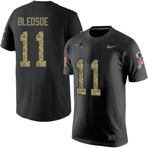 NFL Nike New England Patriots #11 Drew Bledsoe Black Camo Salute to Service T-Shirt
