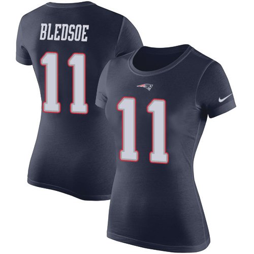 NFL Women's Nike New England Patriots #11 Drew Bledsoe Navy Blue Rush Pride Name & Number T-Shirt