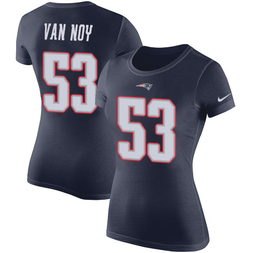 NFL Women's Nike New England Patriots #53 Kyle Van Noy Navy Blue Rush Pride Name & Number T-Shirt