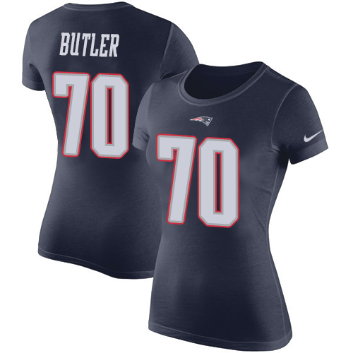 NFL Women's Nike New England Patriots #70 Adam Butler Navy Blue Rush Pride Name & Number T-Shirt