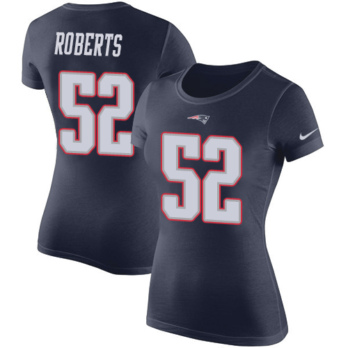 NFL Women's Nike New England Patriots #52 Elandon Roberts Navy Blue Rush Pride Name & Number T-Shirt