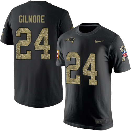 NFL Nike New England Patriots #24 Stephon Gilmore Black Camo Salute to Service T-Shirt