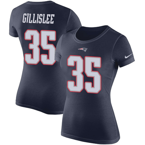 NFL Women's Nike New England Patriots #35 Mike Gillislee Navy Blue Rush Pride Name & Number T-Shirt