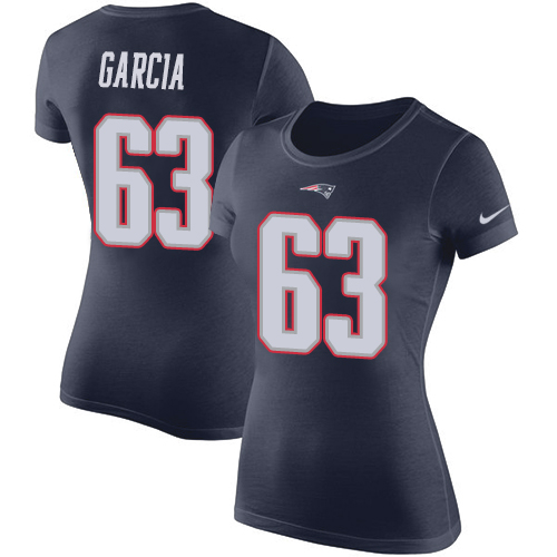 NFL Women's Nike New England Patriots #63 Antonio Garcia Navy Blue Rush Pride Name & Number T-Shirt