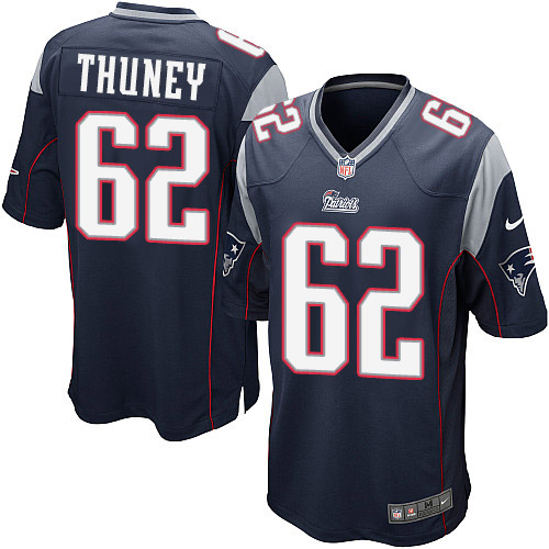 Men's Nike New England Patriots #62 Joe Thuney Game Navy Blue Team Color NFL Jersey