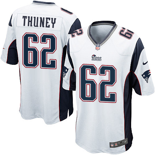 Men's Nike New England Patriots #62 Joe Thuney Game White NFL Jersey