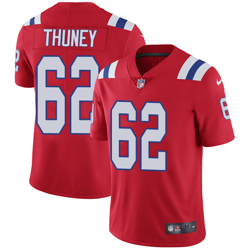 Men's Nike New England Patriots #62 Joe Thuney Red Alternate Vapor Untouchable Limited Player NFL Jersey
