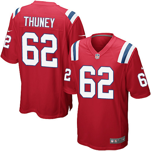 Men's Nike New England Patriots #62 Joe Thuney Game Red Alternate NFL Jersey