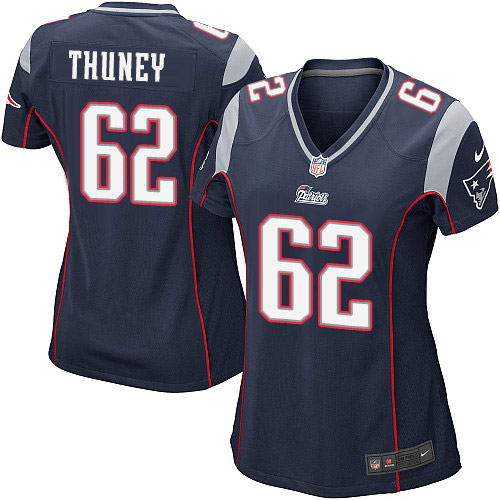 Women's Nike New England Patriots #62 Joe Thuney Game Navy Blue Team Color NFL Jersey