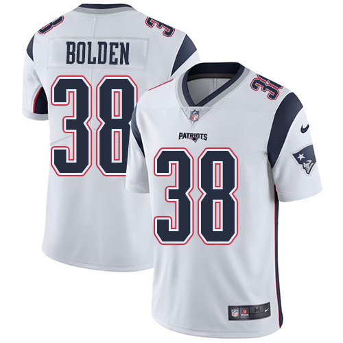 Men's Nike New England Patriots #38 Brandon Bolden White Vapor Untouchable Limited Player NFL Jersey