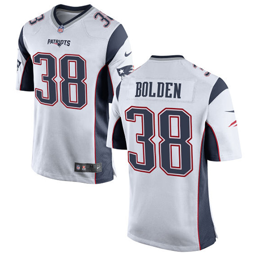 Men's Nike New England Patriots #38 Brandon Bolden Game White NFL Jersey