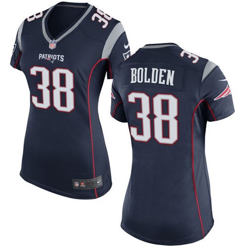 Women's Nike New England Patriots #38 Brandon Bolden Game Navy Blue Team Color NFL Jersey
