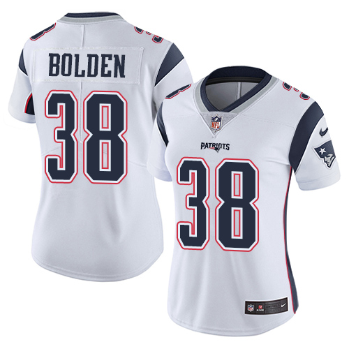 Women's Nike New England Patriots #38 Brandon Bolden White Vapor Untouchable Limited Player NFL Jersey