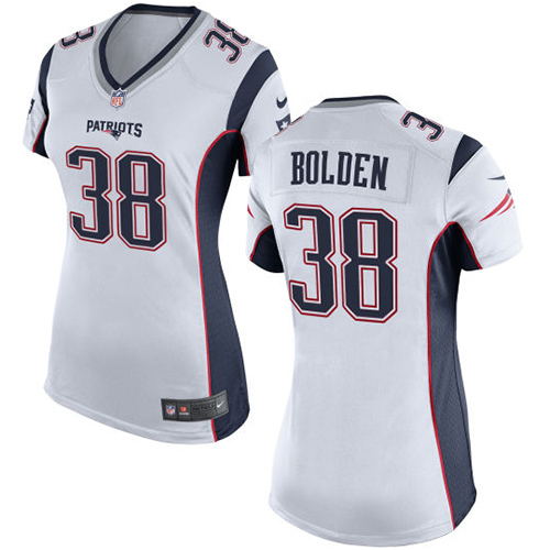 Women's Nike New England Patriots #38 Brandon Bolden Game White NFL Jersey