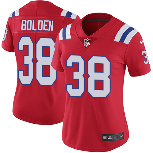 Women's Nike New England Patriots #38 Brandon Bolden Red Alternate Vapor Untouchable Limited Player NFL Jersey