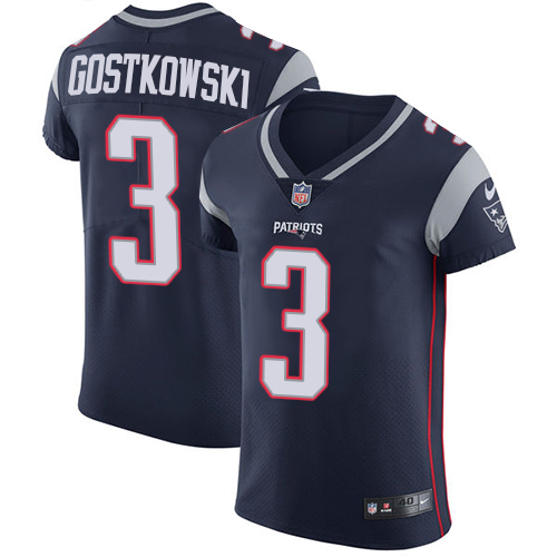 Men's Nike New England Patriots #3 Stephen Gostkowski Navy Blue Team Color Vapor Untouchable Elite Player NFL Jersey