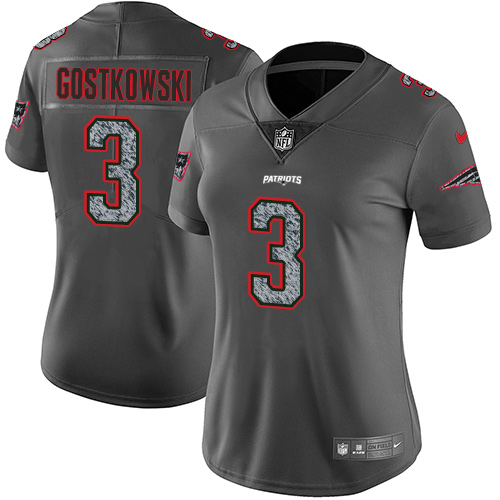 Women's Nike New England Patriots #3 Stephen Gostkowski Gray Static Vapor Untouchable Limited NFL Jersey