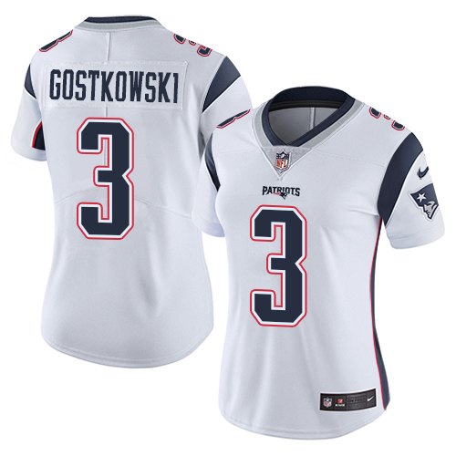 Women's Nike New England Patriots #3 Stephen Gostkowski White Vapor Untouchable Limited Player NFL Jersey