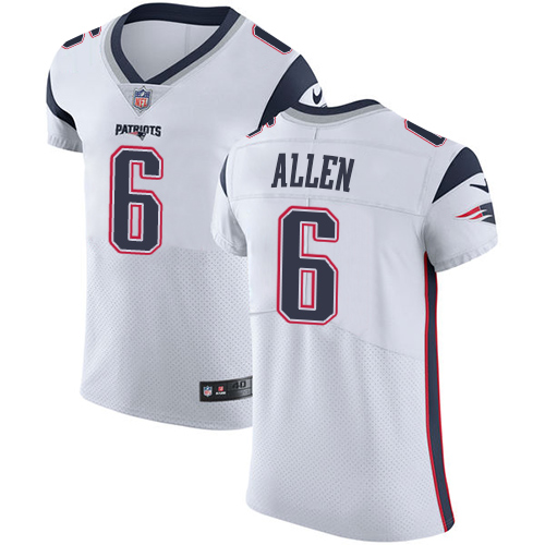 Men's Nike New England Patriots #6 Ryan Allen White Vapor Untouchable Elite Player NFL Jersey