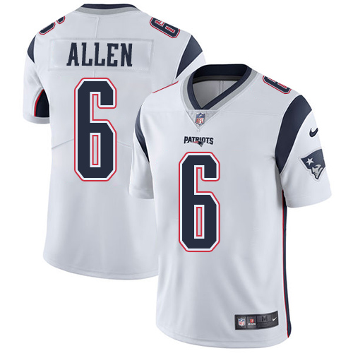 Men's Nike New England Patriots #6 Ryan Allen White Vapor Untouchable Limited Player NFL Jersey