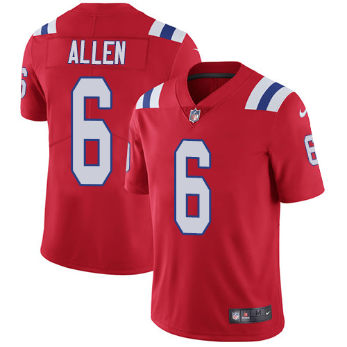 Men's Nike New England Patriots #6 Ryan Allen Red Alternate Vapor Untouchable Limited Player NFL Jersey