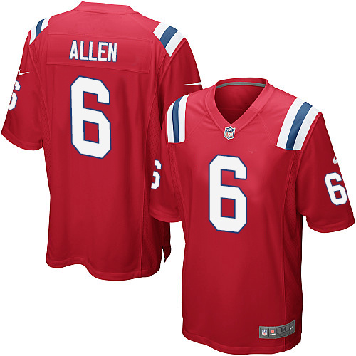 Men's Nike New England Patriots #6 Ryan Allen Game Red Alternate NFL Jersey