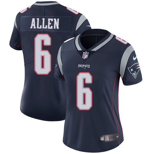 Women's Nike New England Patriots #6 Ryan Allen Navy Blue Team Color Vapor Untouchable Limited Player NFL Jersey