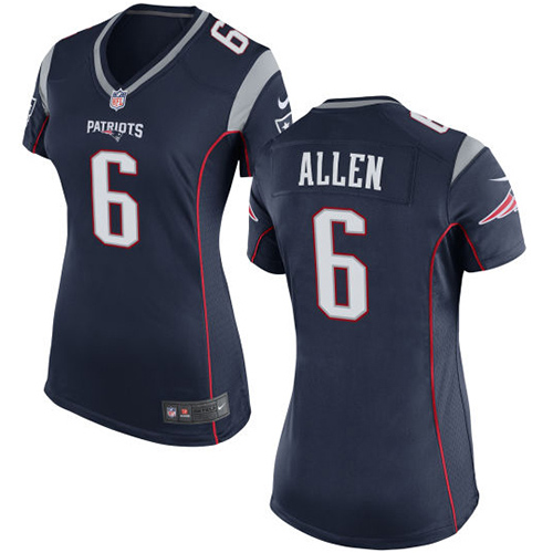 Women's Nike New England Patriots #6 Ryan Allen Game Navy Blue Team Color NFL Jersey