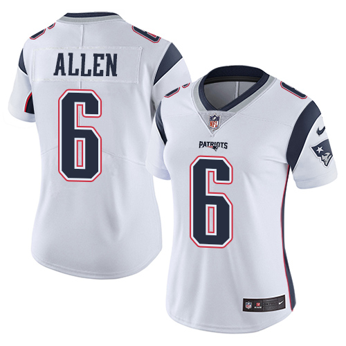 Women's Nike New England Patriots #6 Ryan Allen White Vapor Untouchable Limited Player NFL Jersey