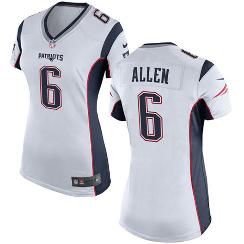 Women's Nike New England Patriots #6 Ryan Allen Game White NFL Jersey