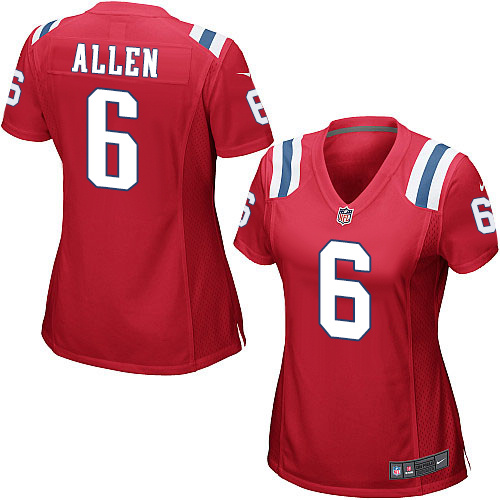 Women's Nike New England Patriots #6 Ryan Allen Game Red Alternate NFL Jersey