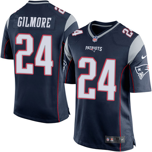 Men's Nike New England Patriots #24 Stephon Gilmore Game Navy Blue Team Color NFL Jersey