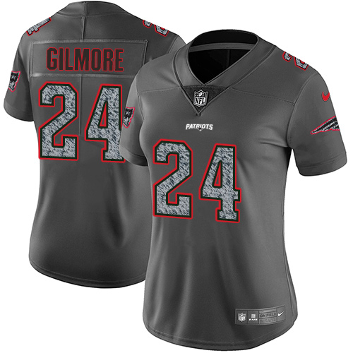 Women's Nike New England Patriots #24 Stephon Gilmore Gray Static Vapor Untouchable Limited NFL Jersey