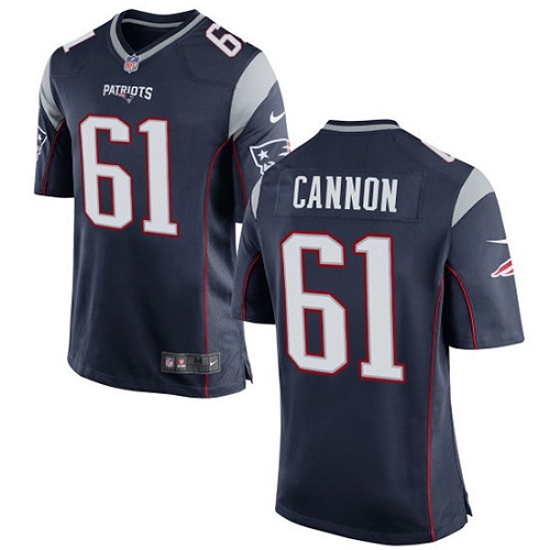Men's Nike New England Patriots #61 Marcus Cannon Game Navy Blue Team Color NFL Jersey
