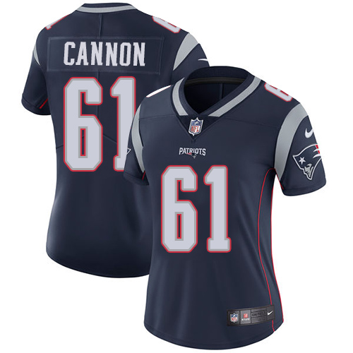 Women's Nike New England Patriots #61 Marcus Cannon Navy Blue Team Color Vapor Untouchable Limited Player NFL Jersey