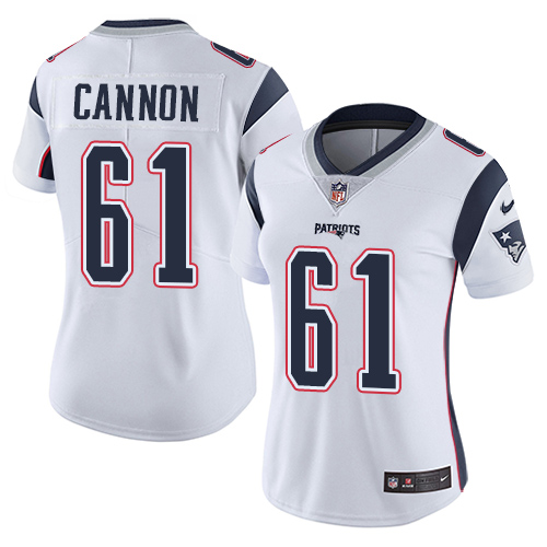 Women's Nike New England Patriots #61 Marcus Cannon White Vapor Untouchable Limited Player NFL Jersey