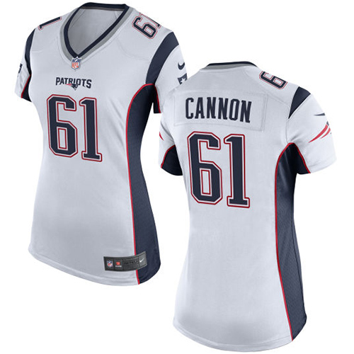 Women's Nike New England Patriots #61 Marcus Cannon Game White NFL Jersey