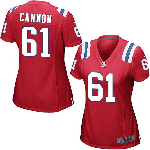 Women's Nike New England Patriots #61 Marcus Cannon Game Red Alternate NFL Jersey