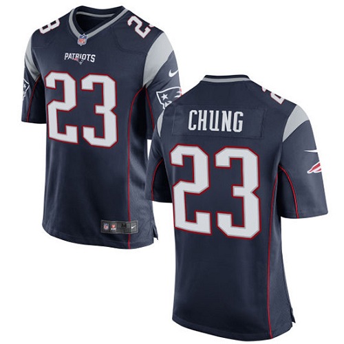 Men's Nike New England Patriots #23 Patrick Chung Game Navy Blue Team Color NFL Jersey
