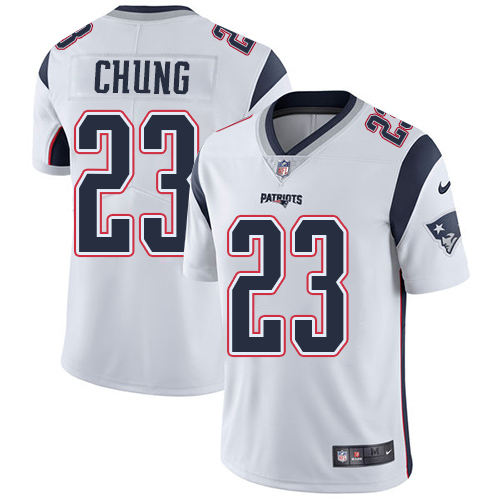 Men's Nike New England Patriots #23 Patrick Chung White Vapor Untouchable Limited Player NFL Jersey