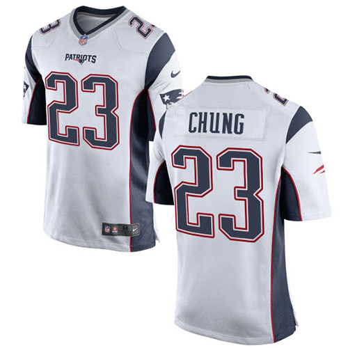 Men's Nike New England Patriots #23 Patrick Chung Game White NFL Jersey