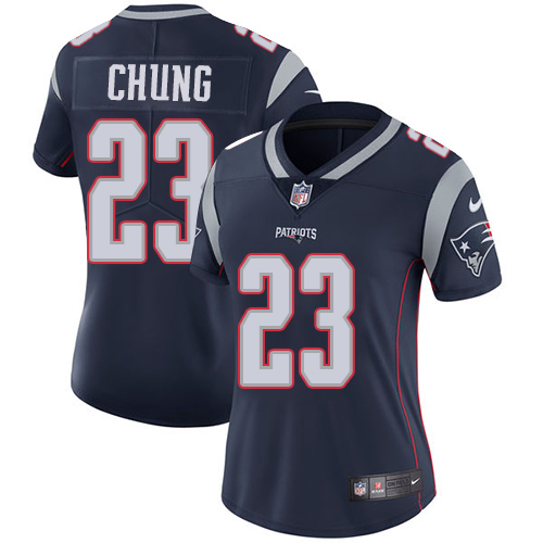 Women's Nike New England Patriots #23 Patrick Chung Navy Blue Team Color Vapor Untouchable Limited Player NFL Jersey