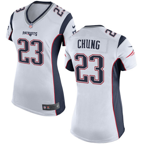 Women's Nike New England Patriots #23 Patrick Chung Game White NFL Jersey