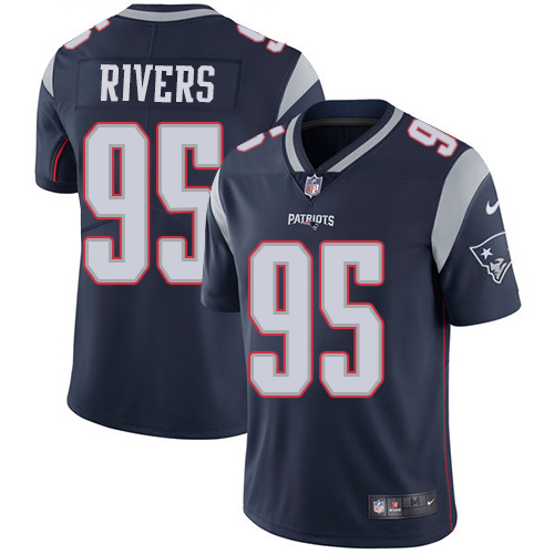 Men's Nike New England Patriots #95 Derek Rivers Navy Blue Team Color Vapor Untouchable Limited Player NFL Jersey