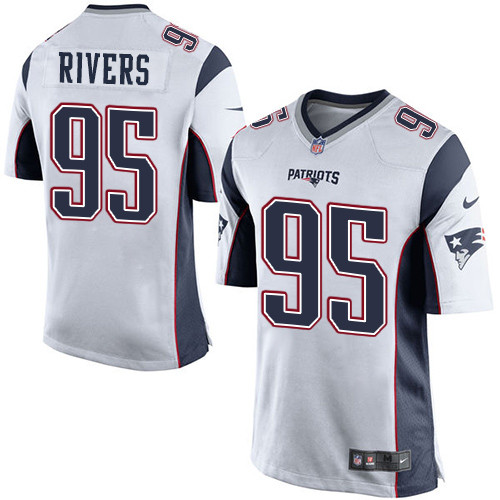 Men's Nike New England Patriots #95 Derek Rivers Game White NFL Jersey