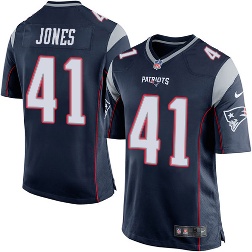 Men's Nike New England Patriots #41 Cyrus Jones Game Navy Blue Team Color NFL Jersey